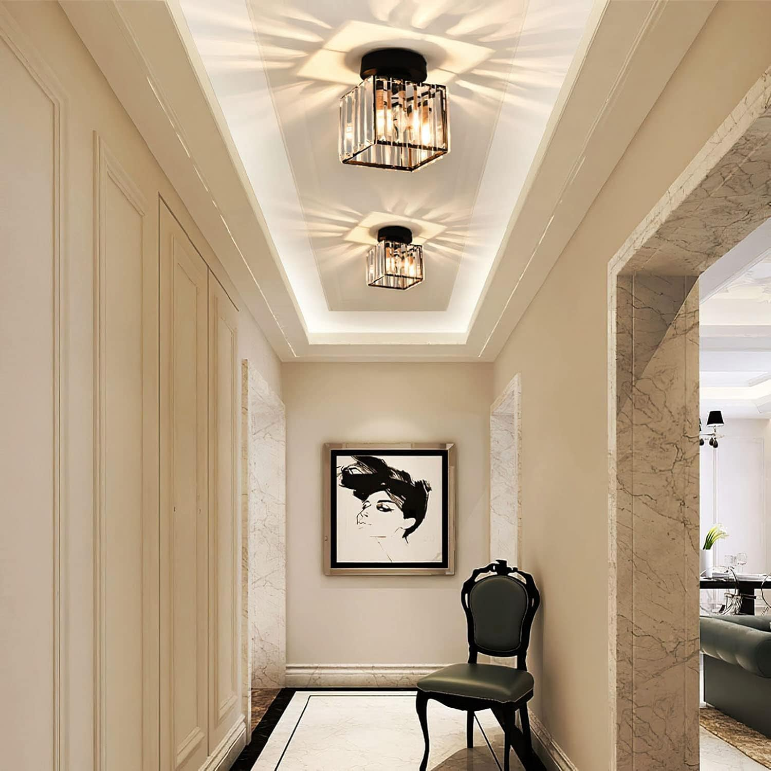 Modern Flush Mount Ceiling Light - Elegant Crystal Shade Design 2