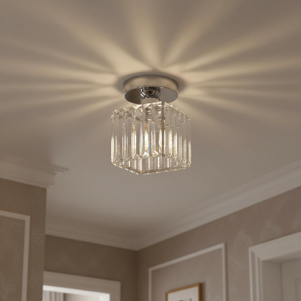 Modern Flush Mount Ceiling Light - Elegant Crystal Shade Design 22