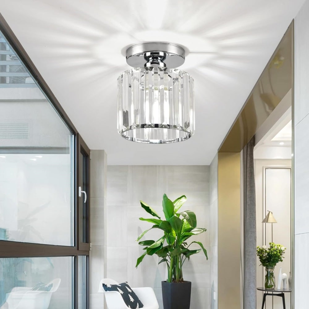 Modern Flush Mount Ceiling Light - Elegant Crystal Shade Design 25