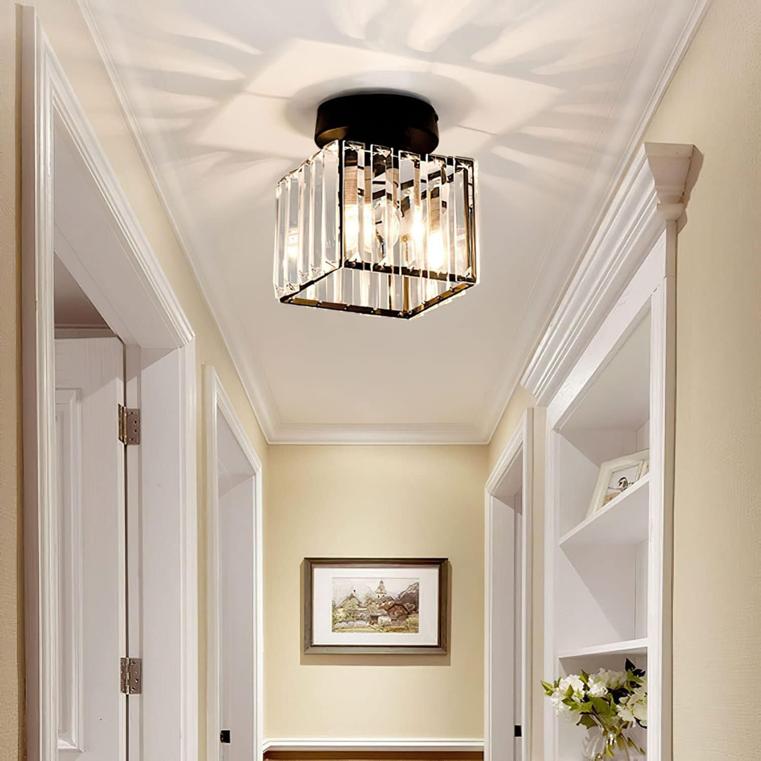 Modern Flush Mount Ceiling Light - Elegant Crystal Shade Design 3