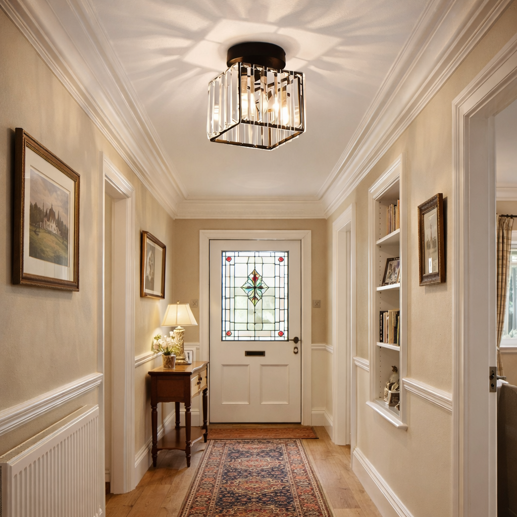 Modern Flush Mount Ceiling Light - Elegant Crystal Shade Design 4