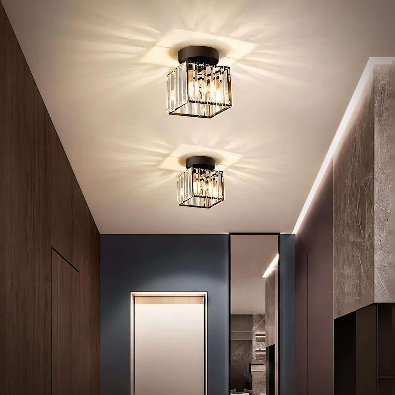 Modern Flush Mount Ceiling Light - Elegant Crystal Shade Design 7