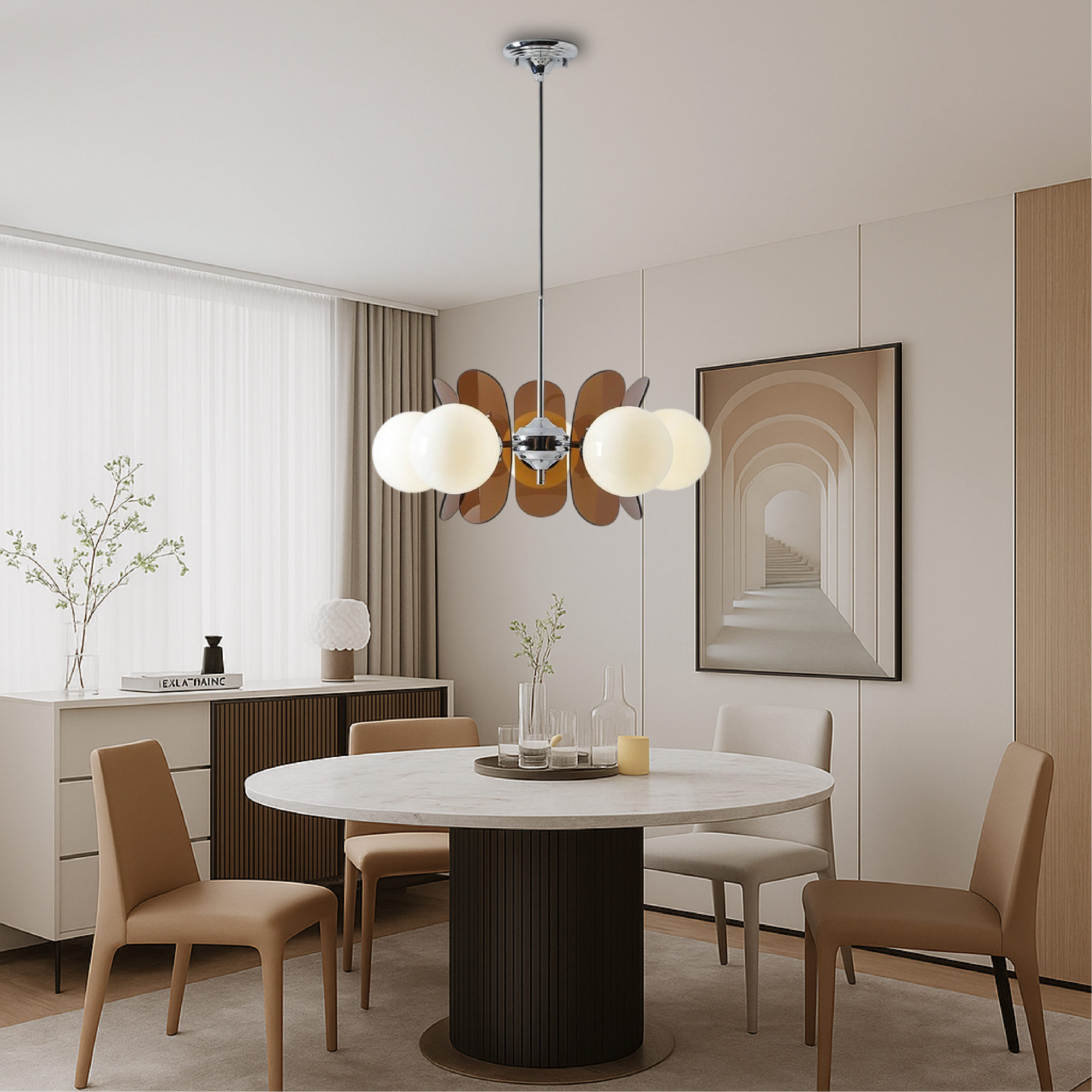 Modern Geometric Chandelier - Sculptural LED Lighting for Home 3