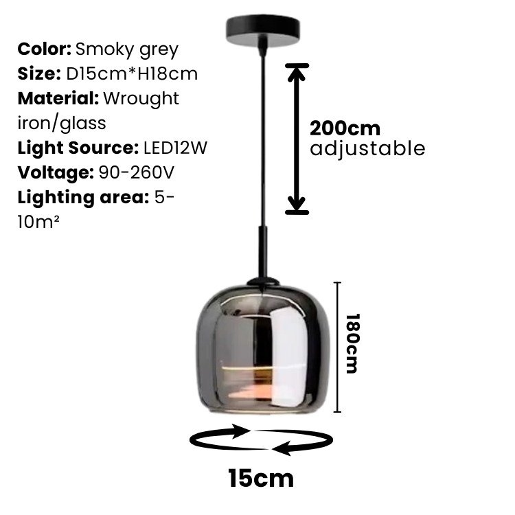 Modern Pendant Light - Chic Smoky Grey Glass Design for Elegance 2