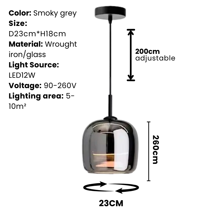 Modern Pendant Light - Chic Smoky Grey Glass Design for Elegance 3