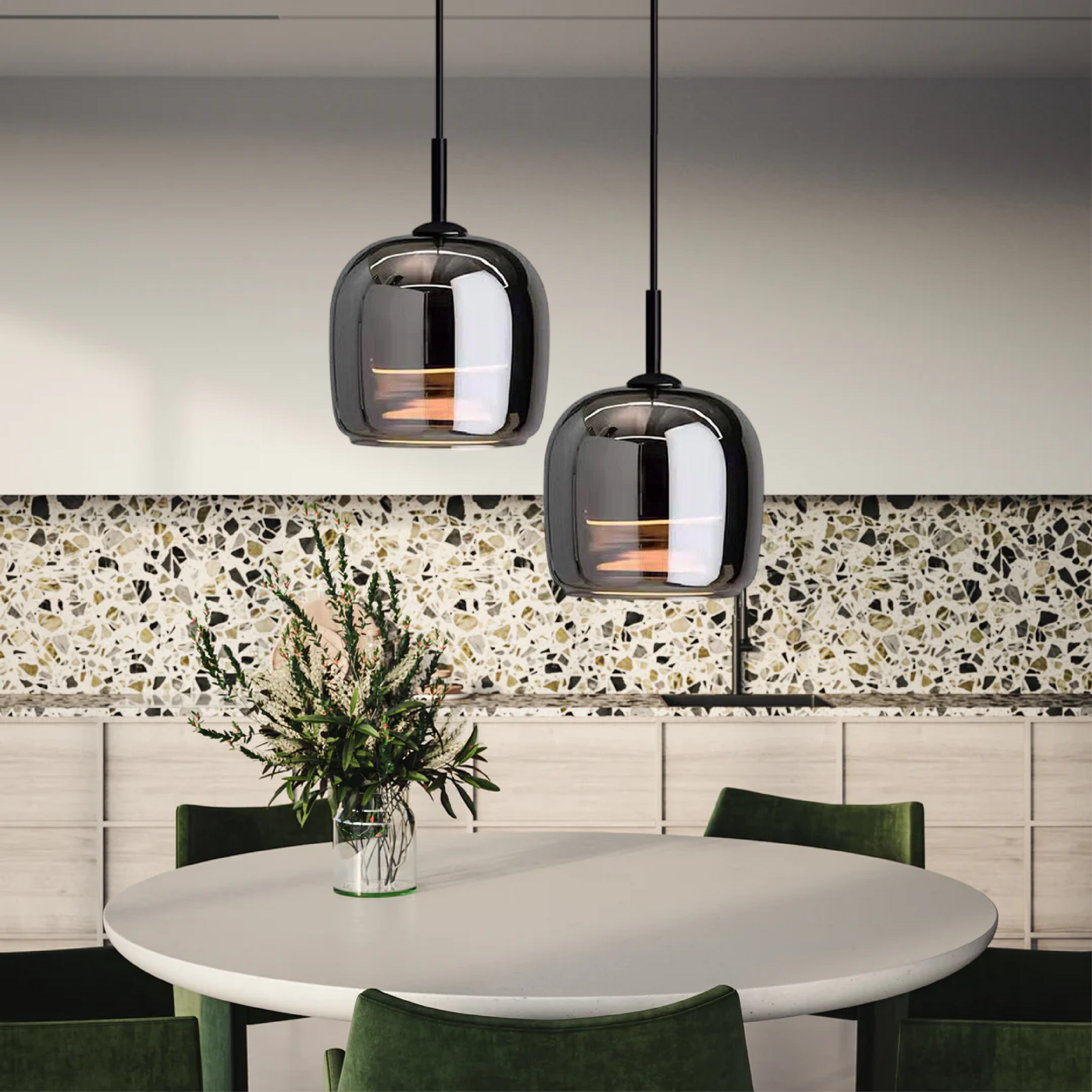 Modern Pendant Light - Chic Smoky Grey Glass Design for Elegance 5
