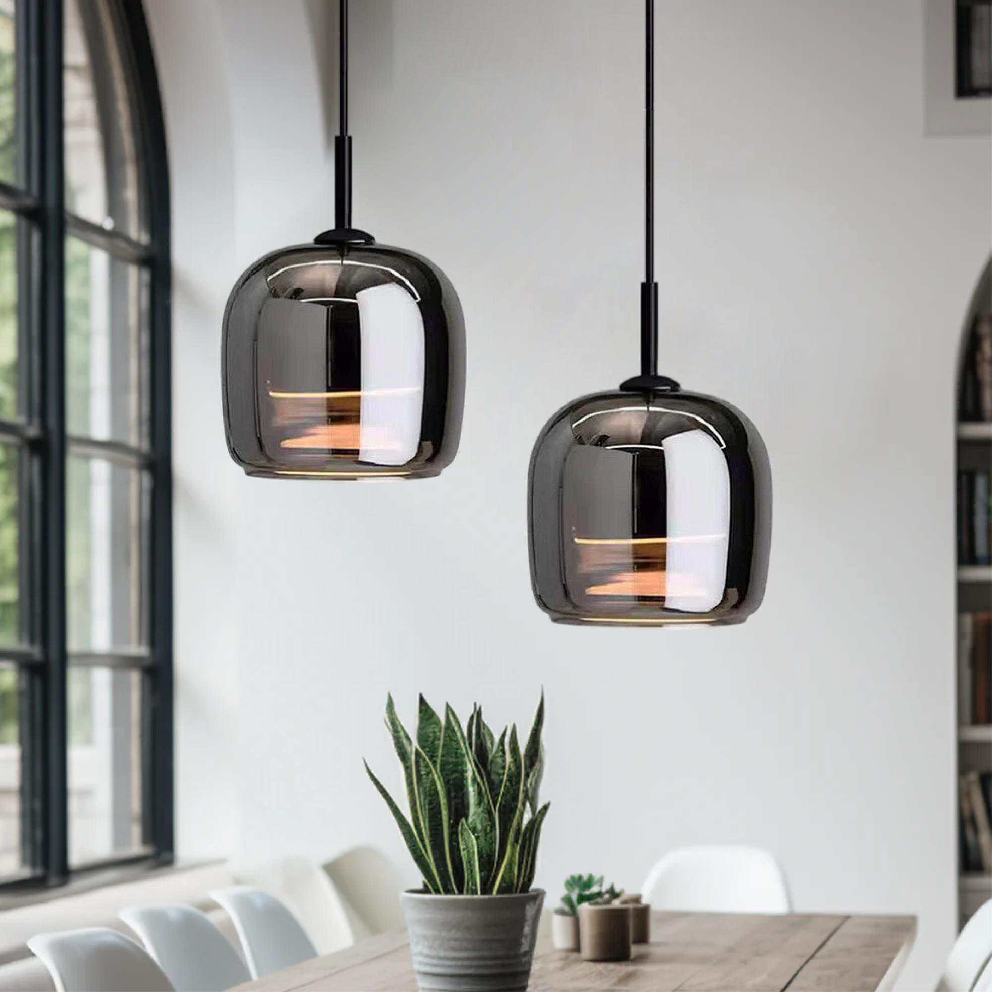 Modern Pendant Light - Chic Smoky Grey Glass Design for Elegance 7