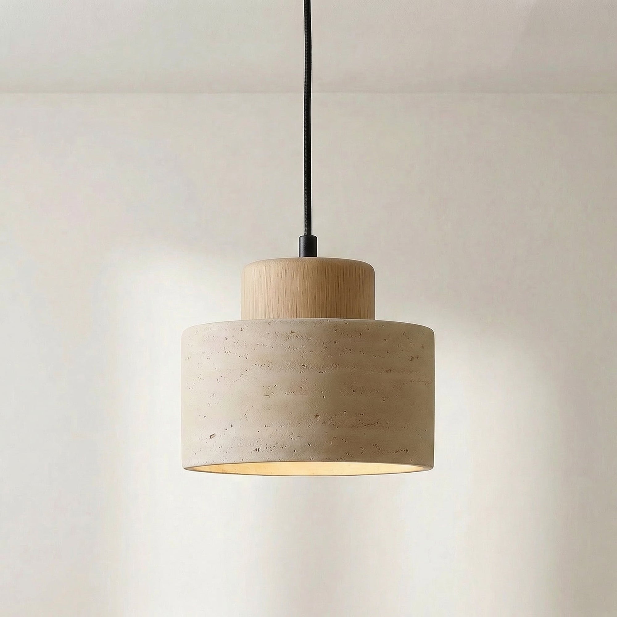 Natural Travertine Pendant Light - Adjustable, Dimmable Elegance 0