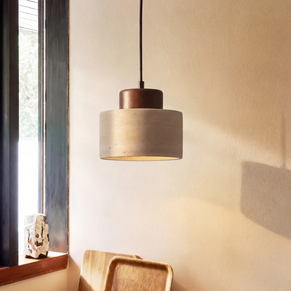 Natural Travertine Pendant Light - Adjustable, Dimmable Elegance 1