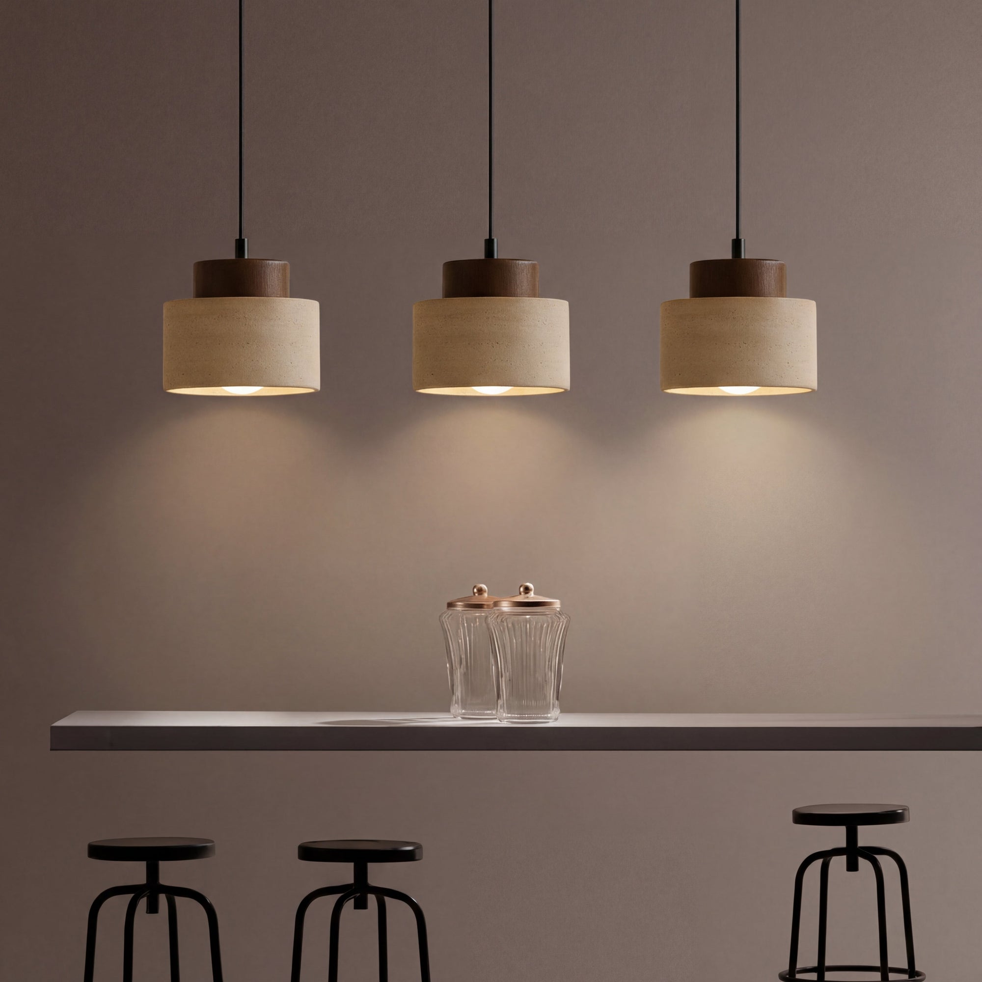 Natural Travertine Pendant Light - Adjustable, Dimmable Elegance 2