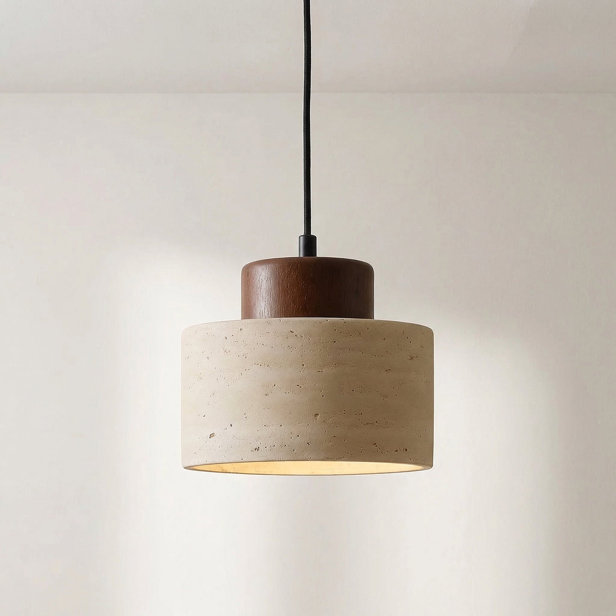 Natural Travertine Pendant Light - Adjustable, Dimmable Elegance 3