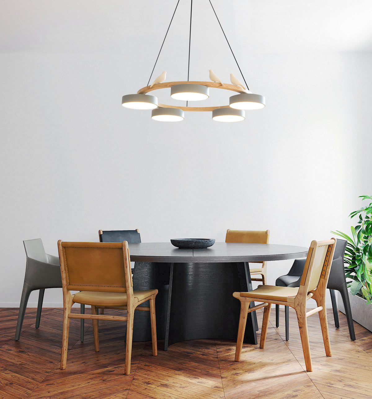 Nature-Inspired LED Chandelier - Adjustable Height &amp; Warm Illumination 8