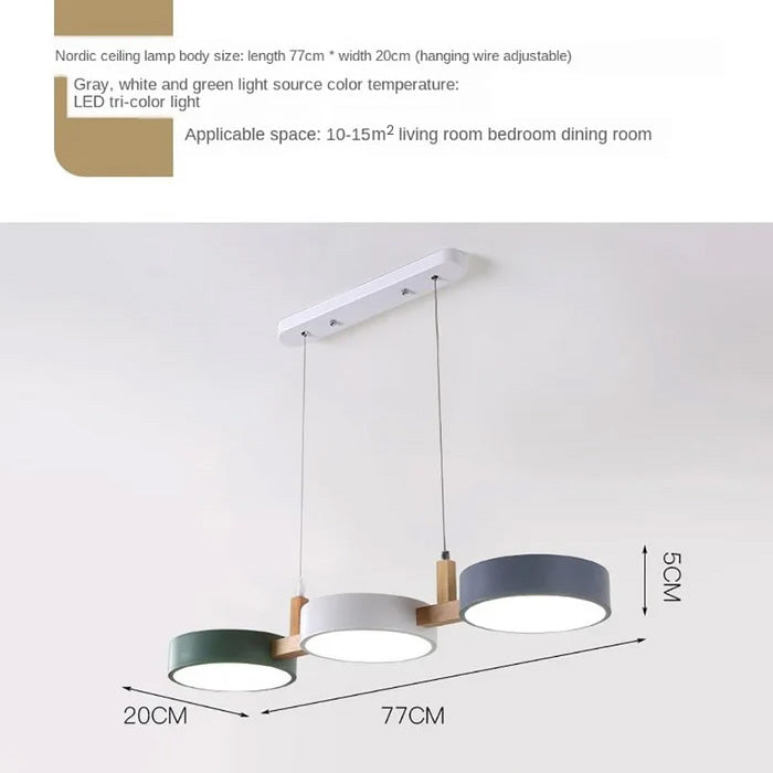 Nordic Flush Ceiling Light - Modern Iron &amp; Wood Design for Elegance 1