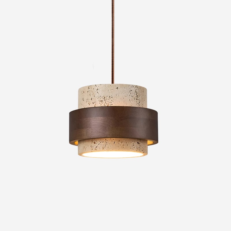 Pendant Light - Unique Travertine and Wood Design for Modern Spaces 1