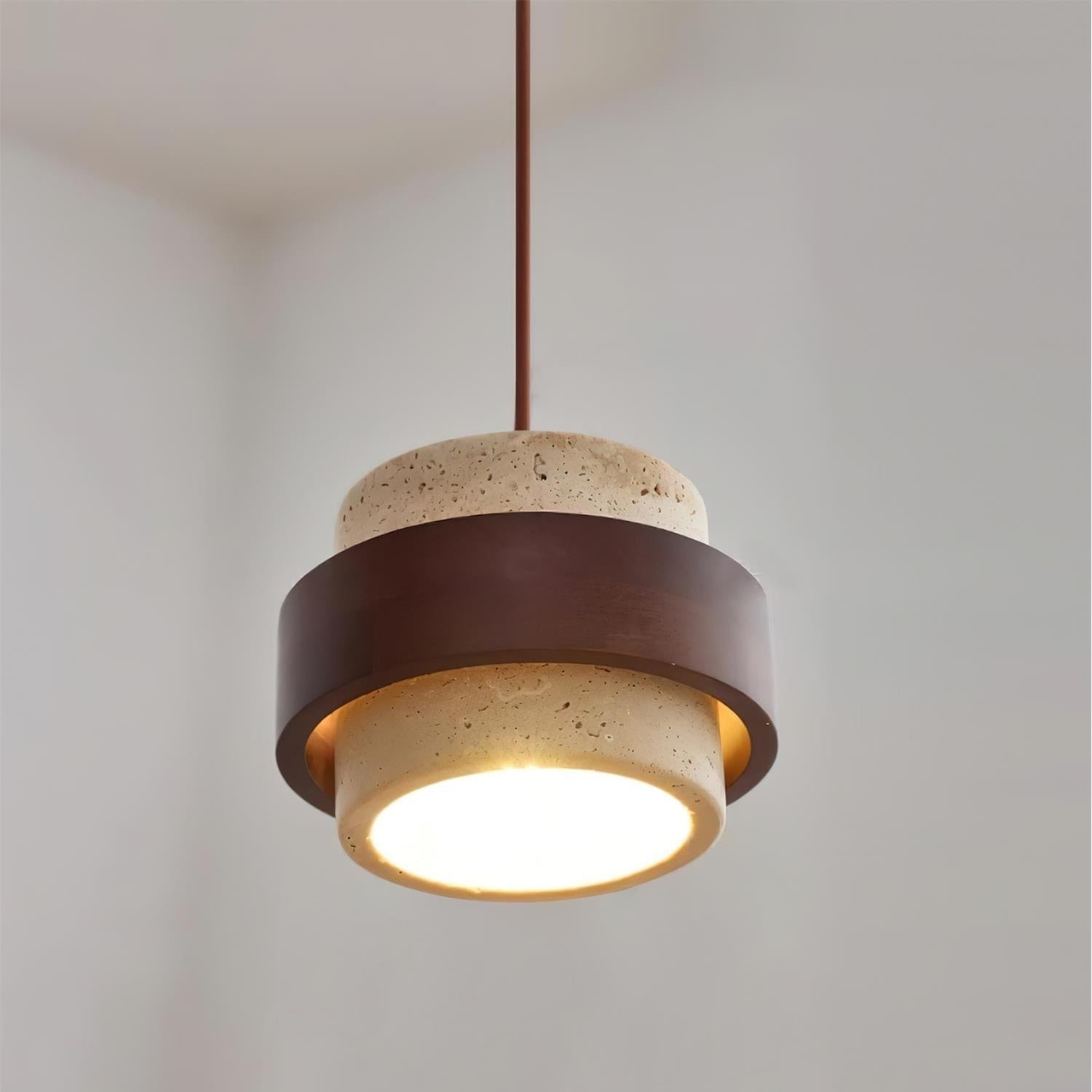Pendant Light - Unique Travertine and Wood Design for Modern Spaces 4