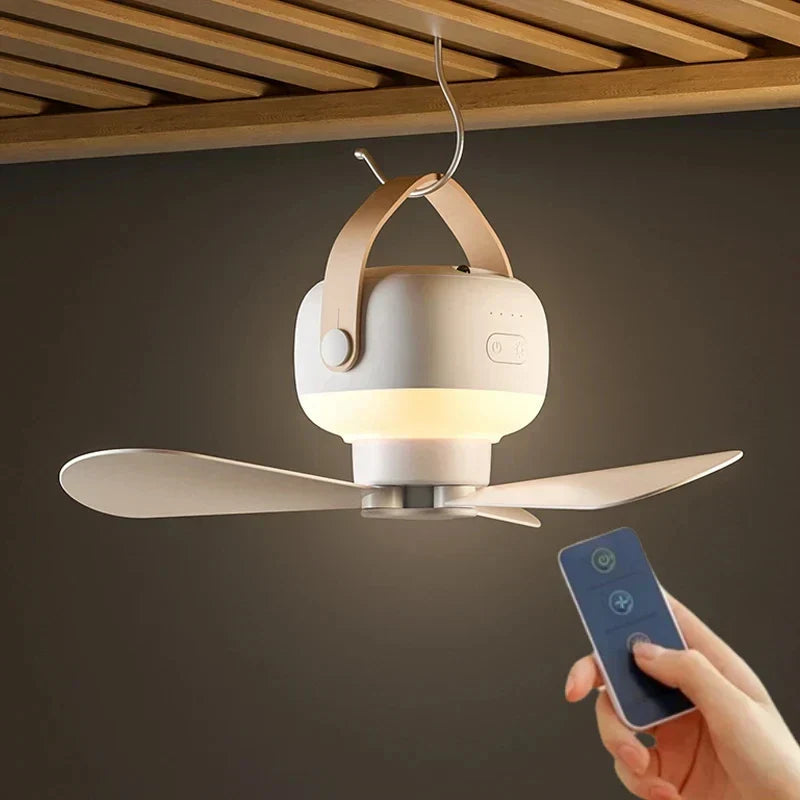 Portable Mini Ceiling Fan - 4 Speed Settings &amp; LED Light 0