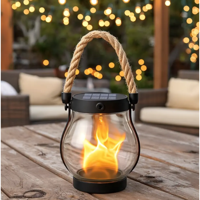 Solar Flickering Flame Lantern - Eco-Friendly Outdoor Lighting 0