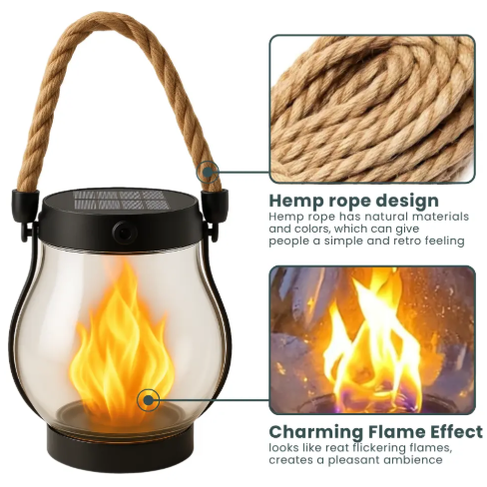 Solar Flickering Flame Lantern - Eco-Friendly Outdoor Lighting 3