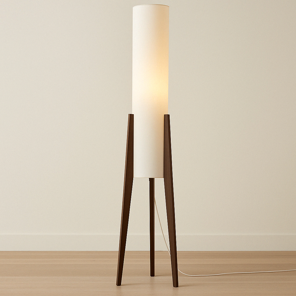 Solid Walnut Floor Lamp - Cozy Warm White Glow for Elegant Spaces 0