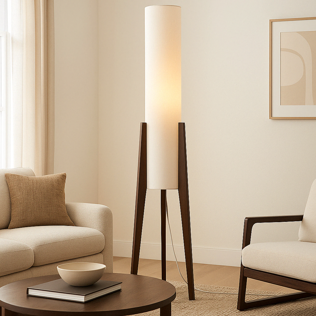 Solid Walnut Floor Lamp - Cozy Warm White Glow for Elegant Spaces 1