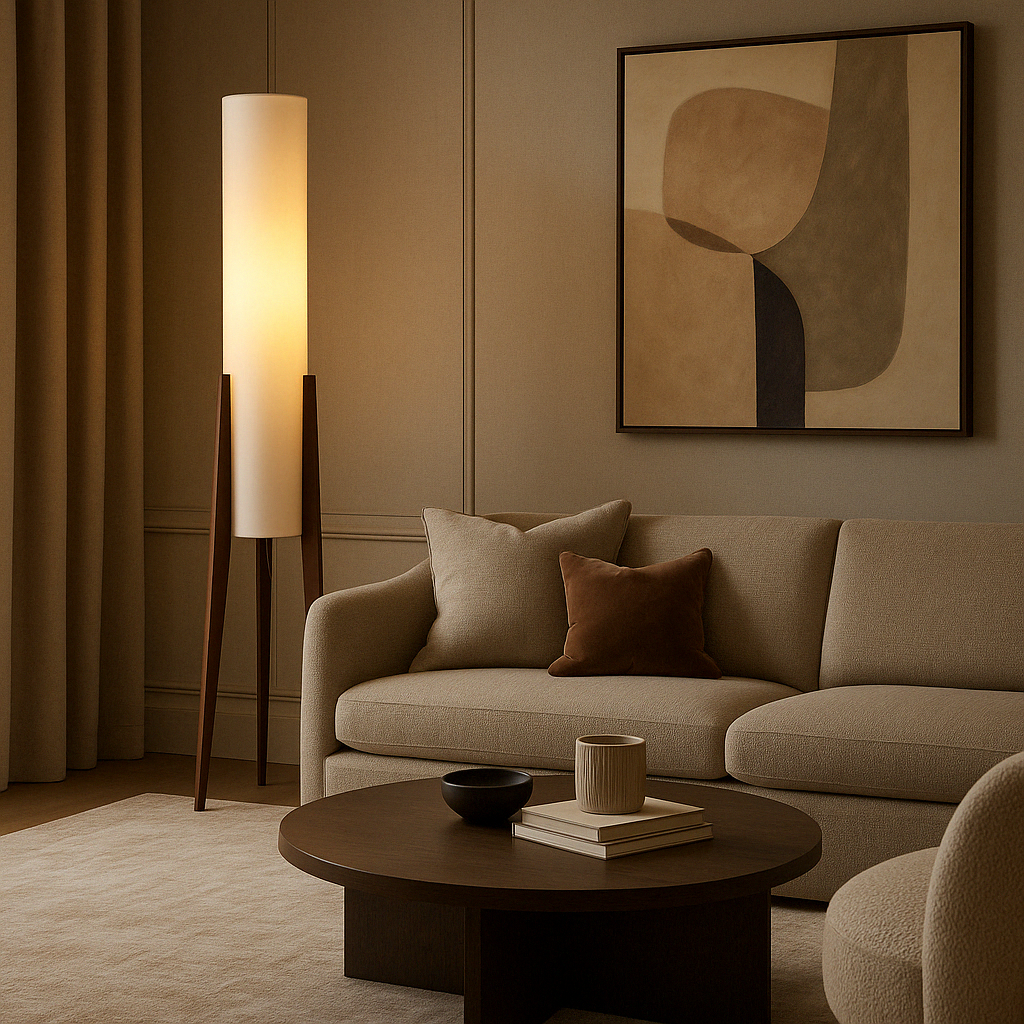 Solid Walnut Floor Lamp - Cozy Warm White Glow for Elegant Spaces 2