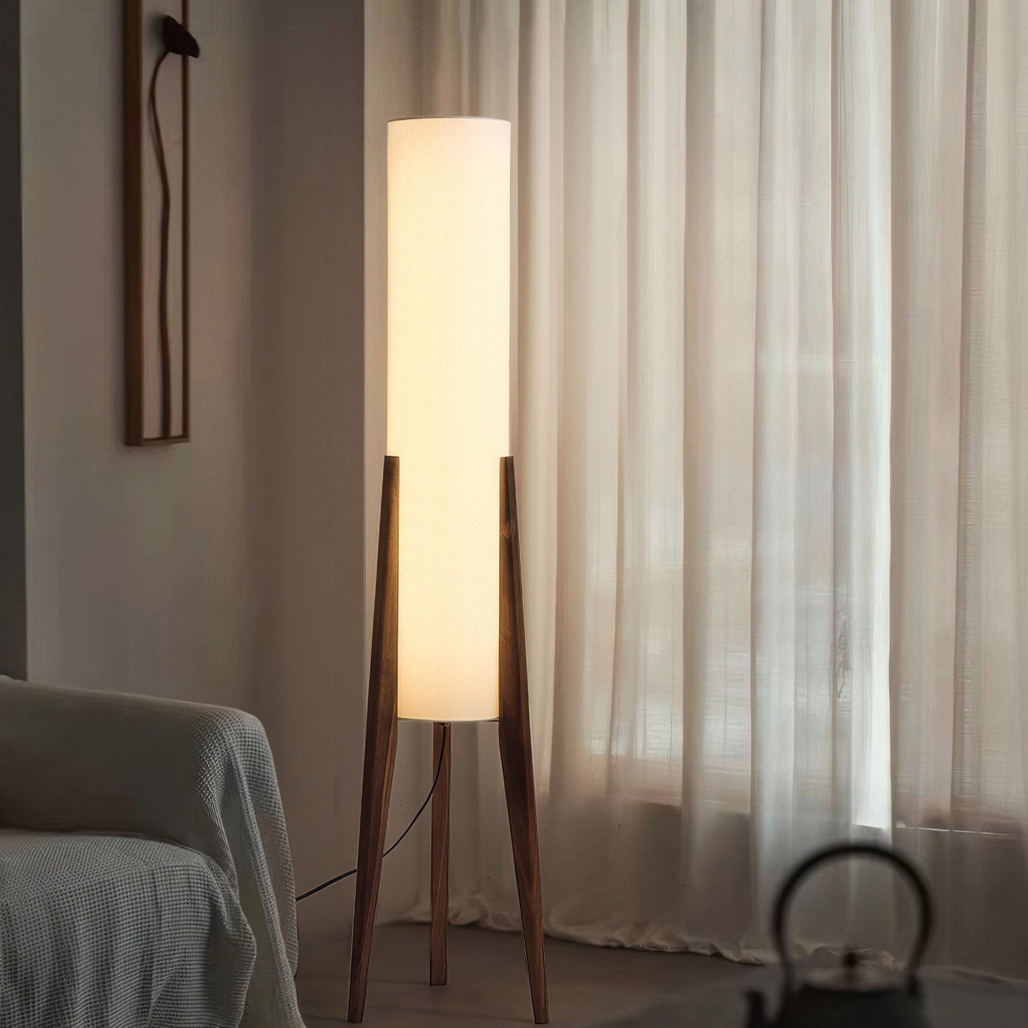 Solid Walnut Floor Lamp - Cozy Warm White Glow for Elegant Spaces 3