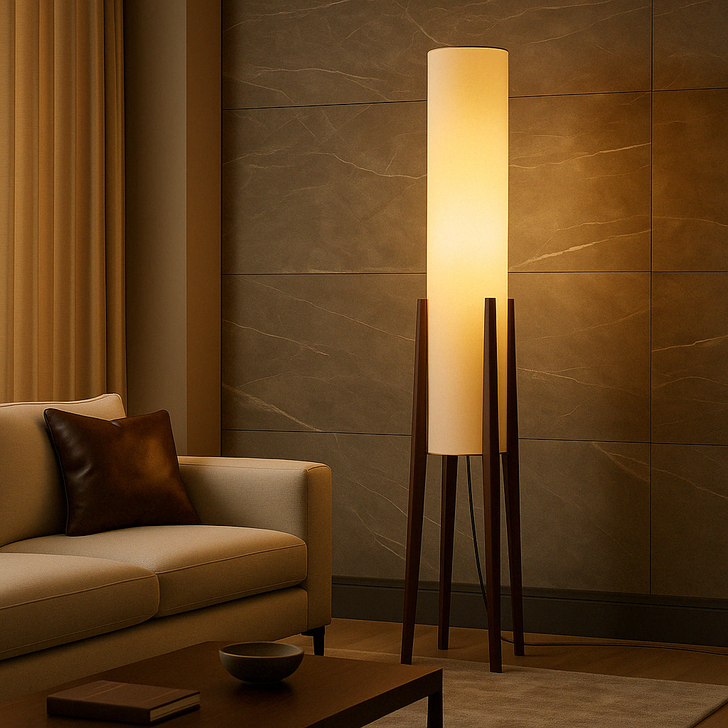 Solid Walnut Floor Lamp - Cozy Warm White Glow for Elegant Spaces 4