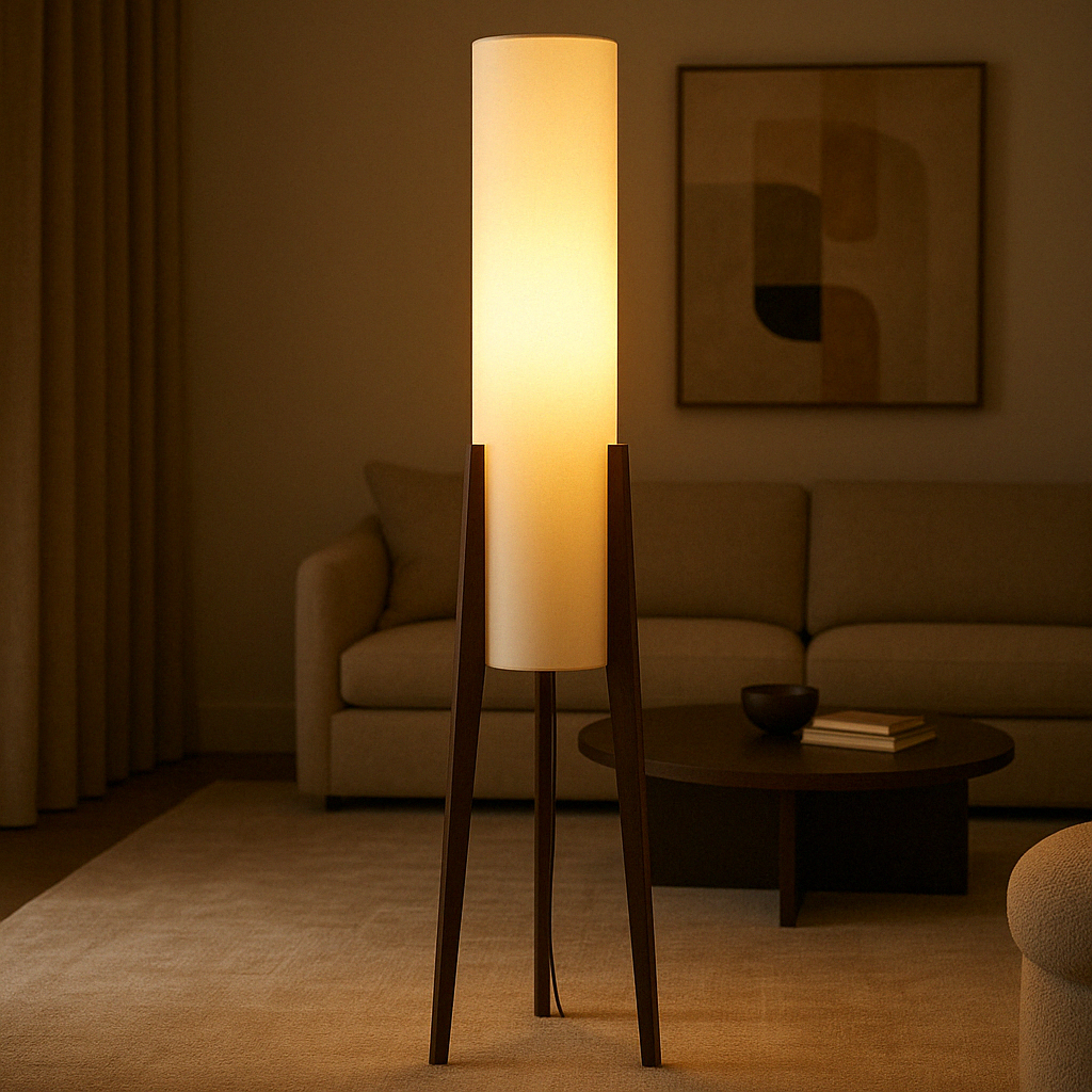 Solid Walnut Floor Lamp - Cozy Warm White Glow for Elegant Spaces 5