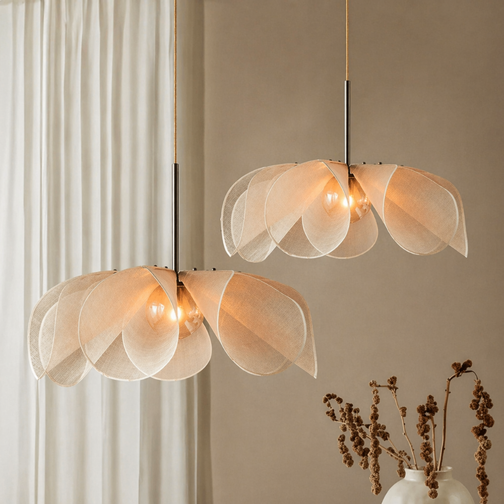 Vintage Fabric Pendant Light - Elegant Design with Soft Glow 1