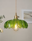 Vintage Glass Pendant Light - Retro Floral Design for Elegant Ambiance 0