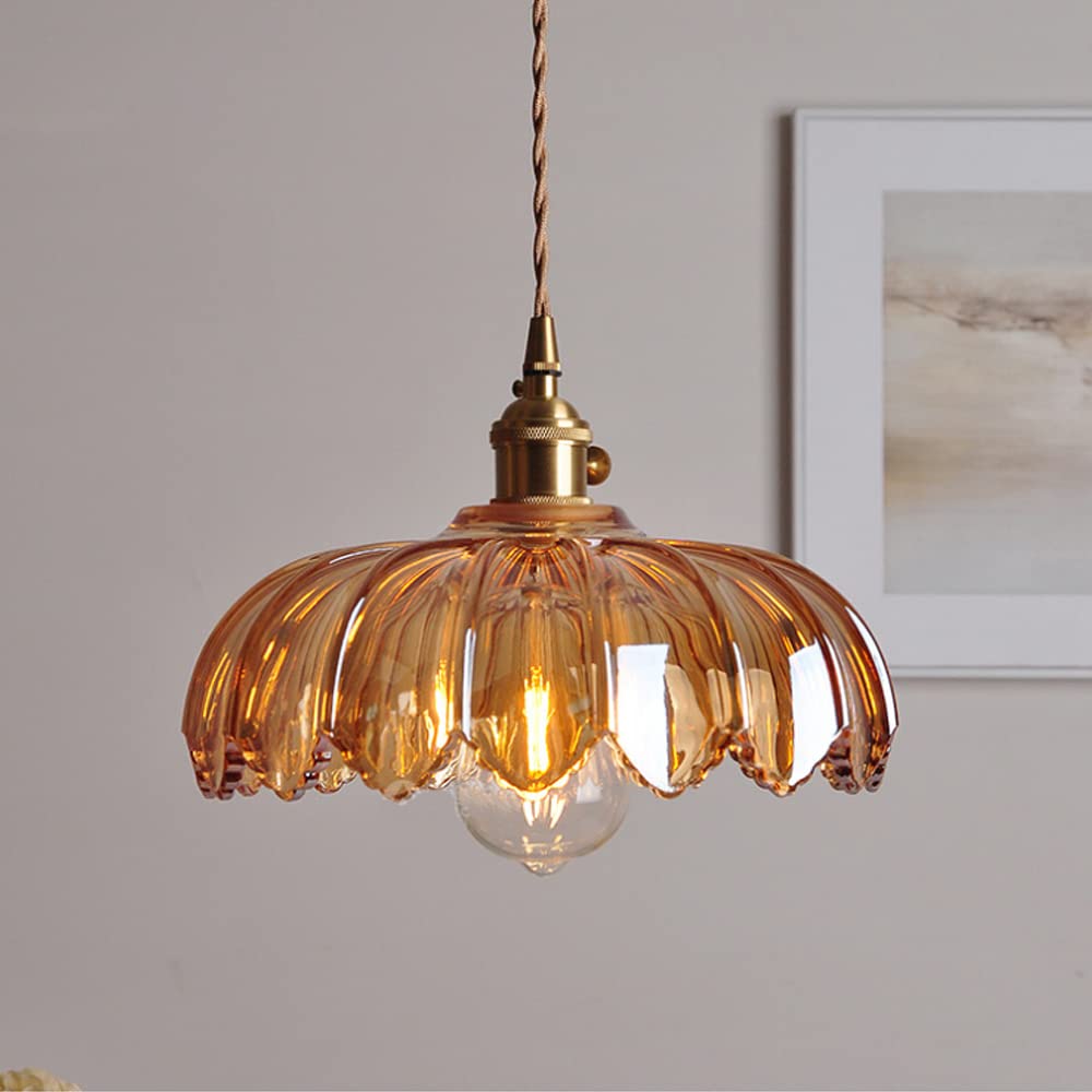 Vintage Glass Pendant Light - Retro Floral Design for Elegant Ambiance 1