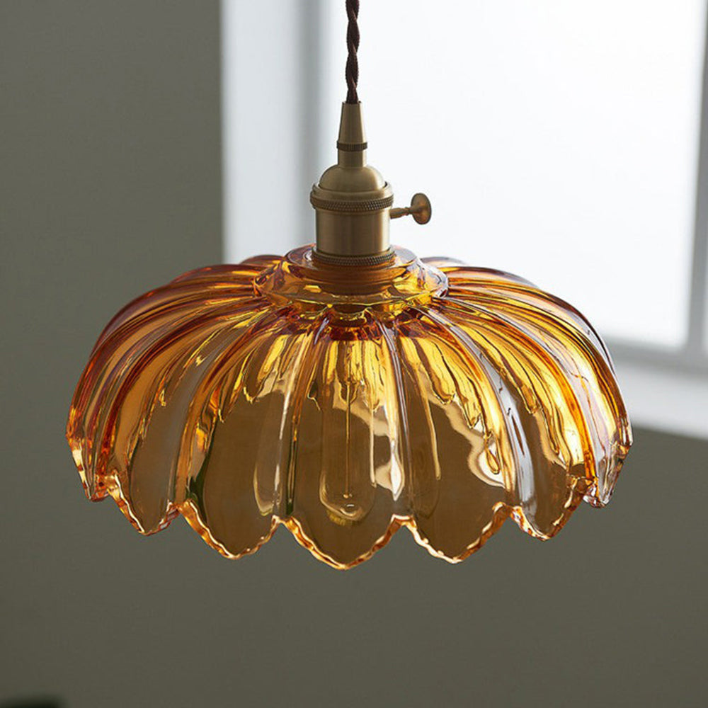 Vintage Glass Pendant Light - Retro Floral Design for Elegant Ambiance 2