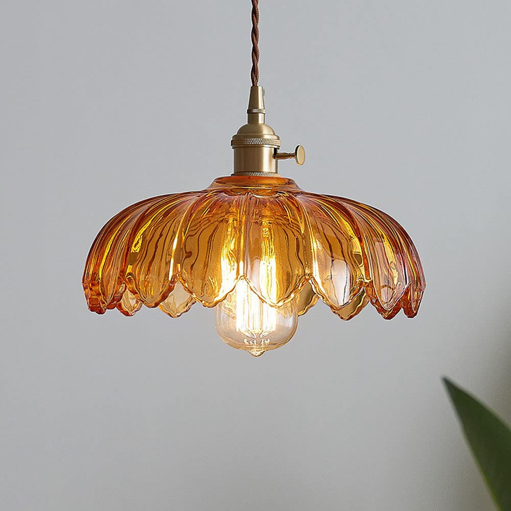 Vintage Glass Pendant Light - Retro Floral Design for Elegant Ambiance 3