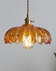 Vintage Glass Pendant Light - Retro Floral Design for Elegant Ambiance 3