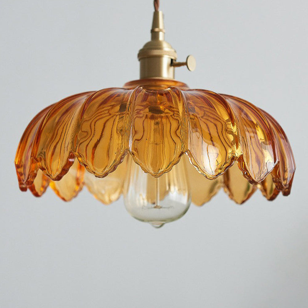 Vintage Glass Pendant Light - Retro Floral Design for Elegant Ambiance 5