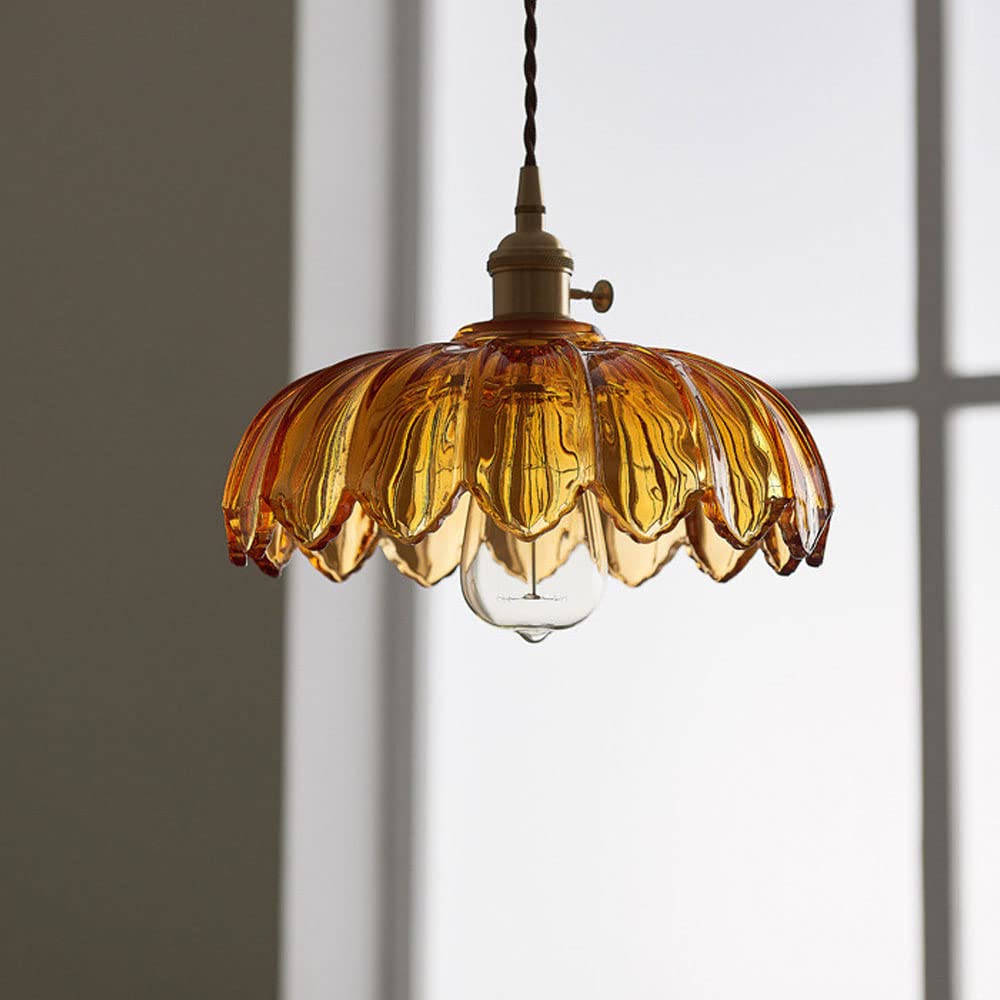 Vintage Glass Pendant Light - Retro Floral Design for Elegant Ambiance 6