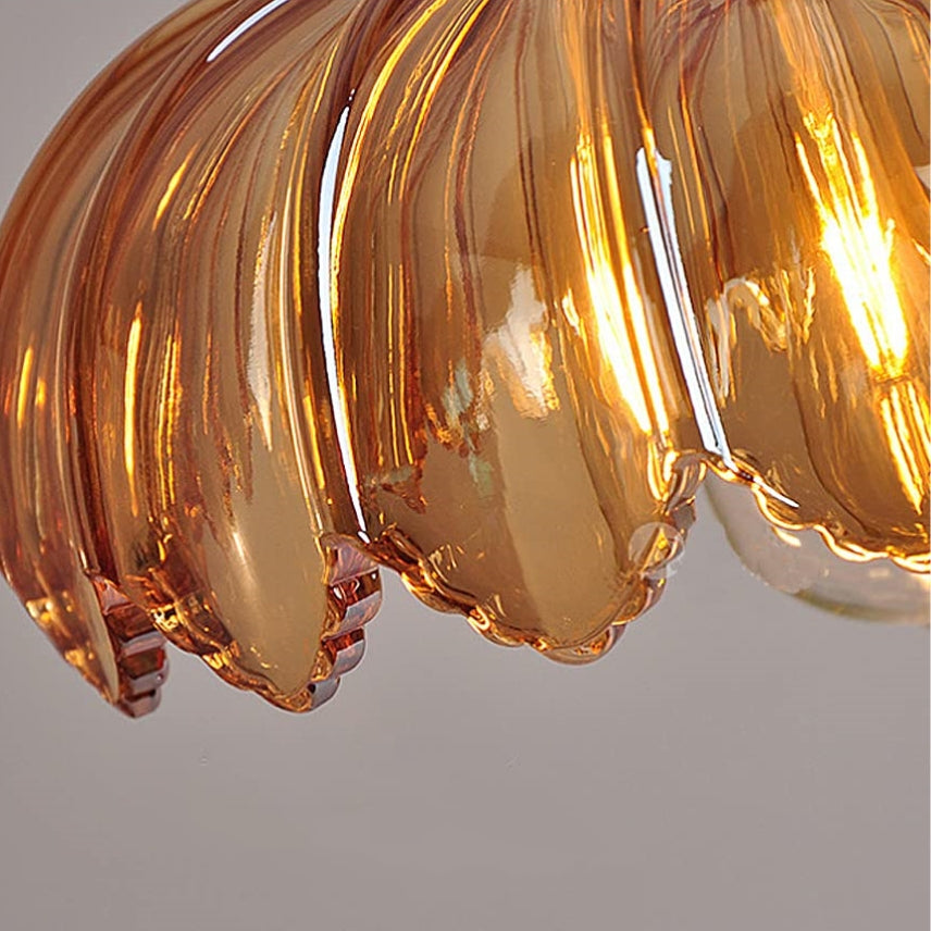 Vintage Glass Pendant Light - Retro Floral Design for Elegant Ambiance 7