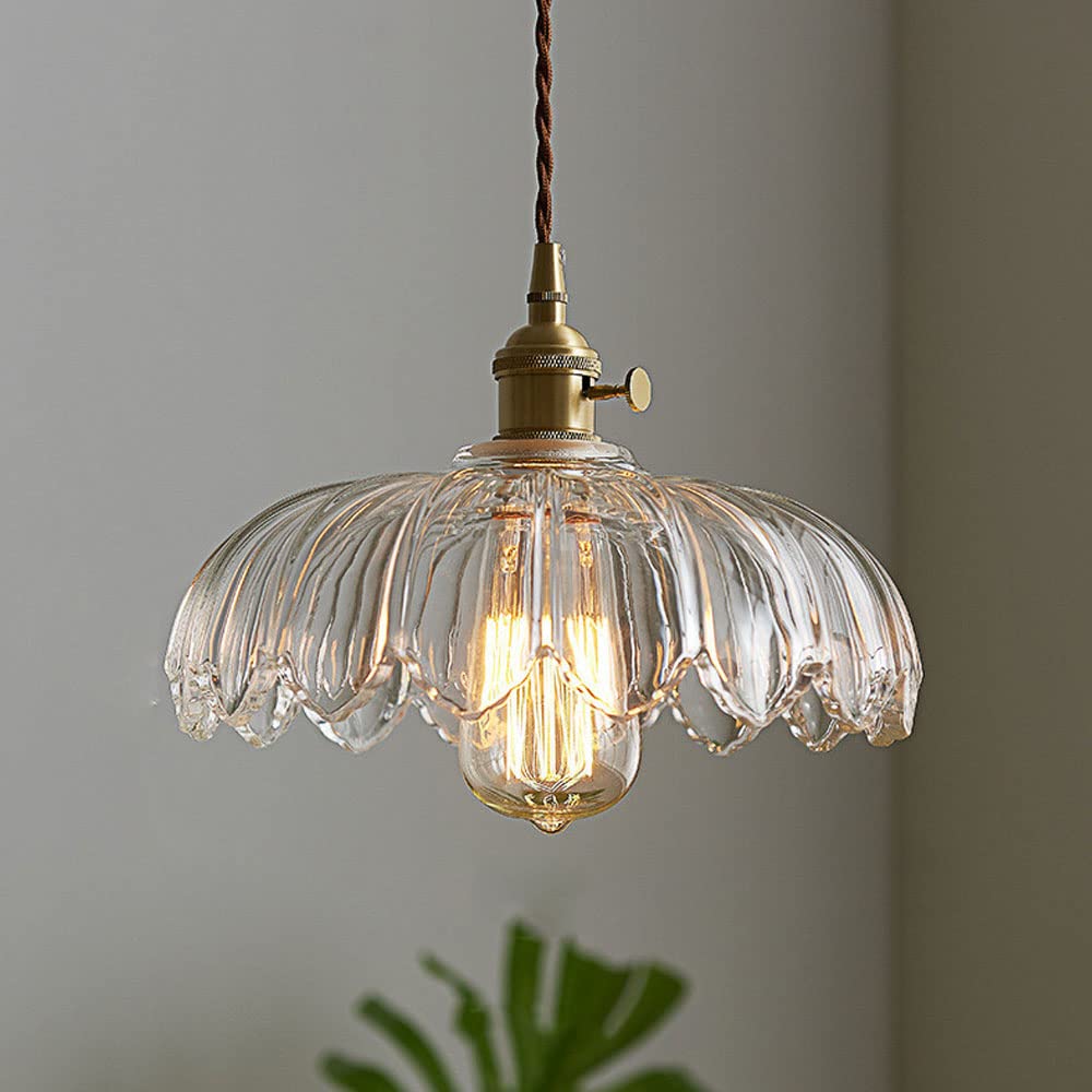 Vintage Glass Pendant Light - Retro Floral Design for Elegant Ambiance 8