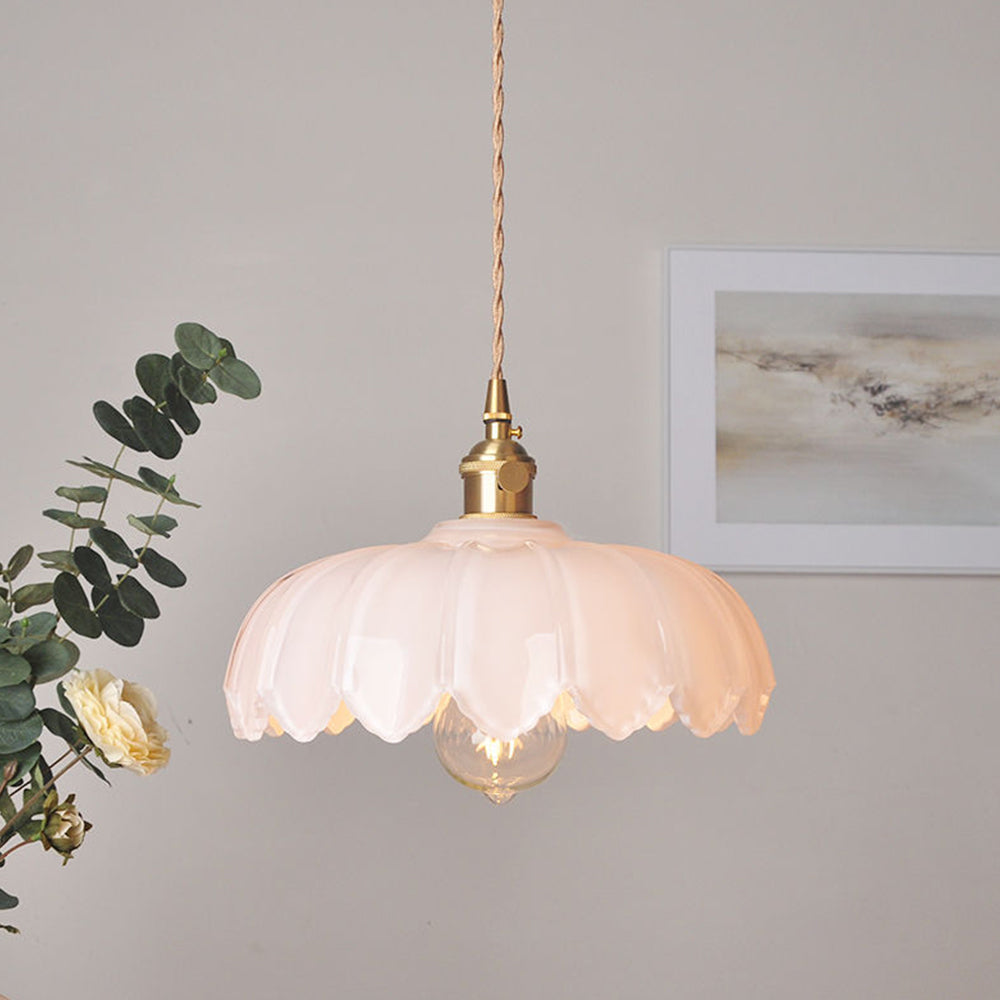 Vintage Glass Pendant Light - Retro Floral Design for Elegant Ambiance 9