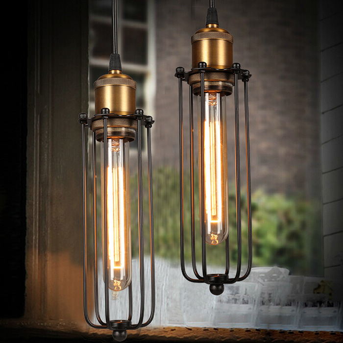 Vintage Industrial Pendant Light - Cozy Metal Cage for Kitchen &amp; Dining 0