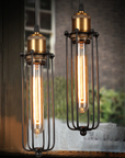 Vintage Industrial Pendant Light - Cozy Metal Cage for Kitchen & Dining 0