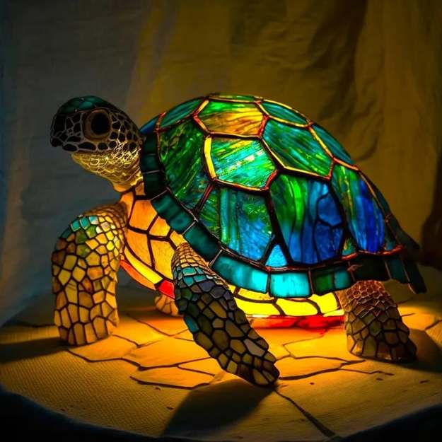 Vintage Table Lamp - Handcrafted Stained Glass for Cozy Ambiance 0