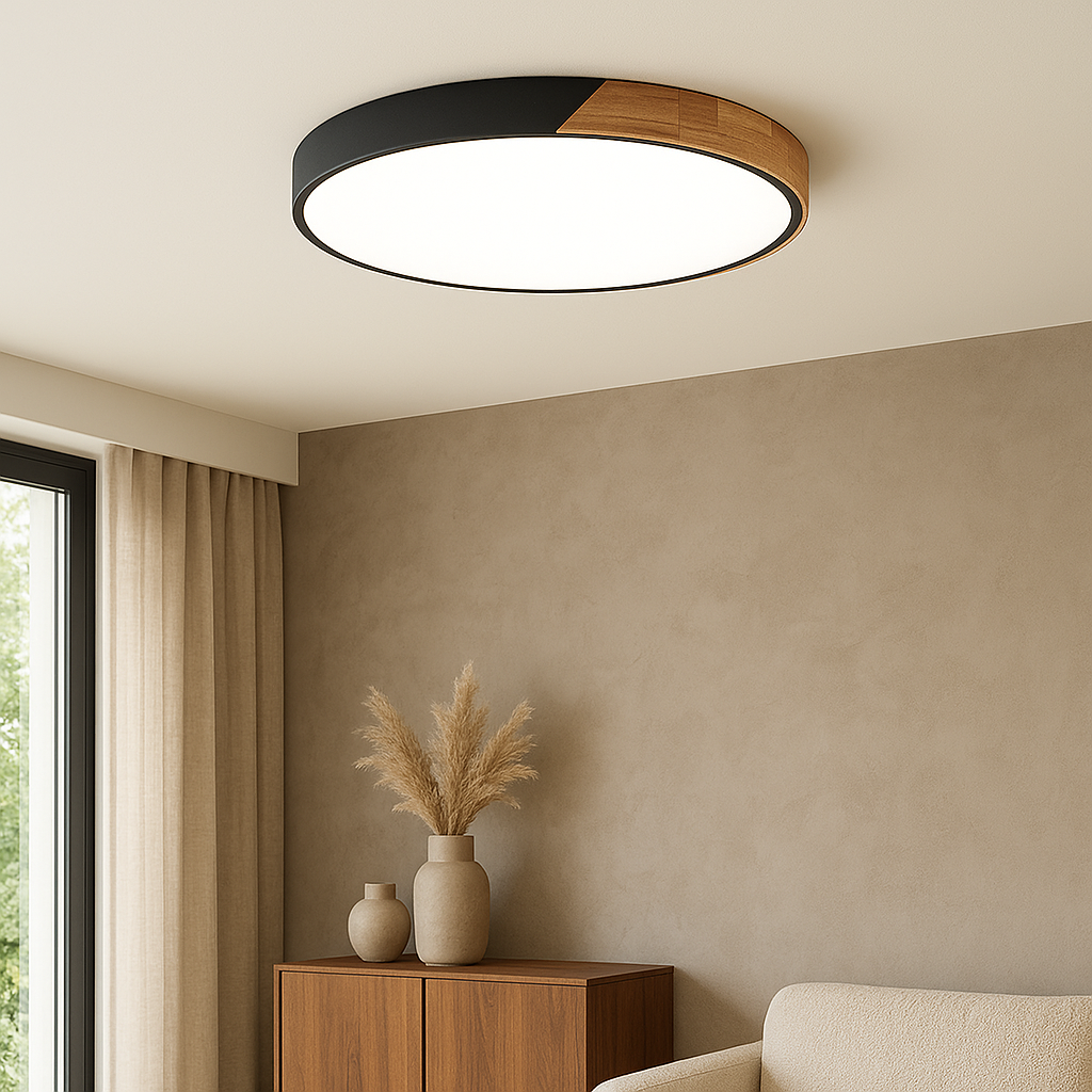 Wooden Ceiling Light Fixture - Minimalist Design with Soft Illumination 1