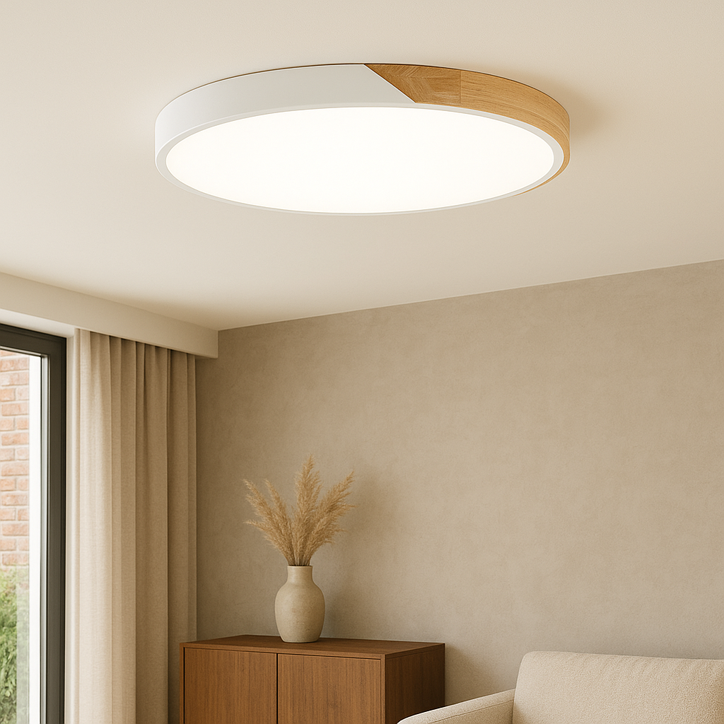 Wooden Ceiling Light Fixture - Minimalist Design with Soft Illumination 2