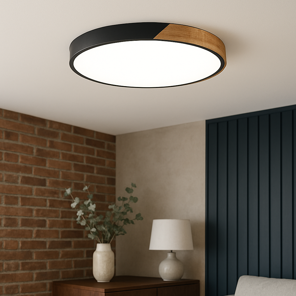 Wooden Ceiling Light Fixture - Minimalist Design with Soft Illumination 3