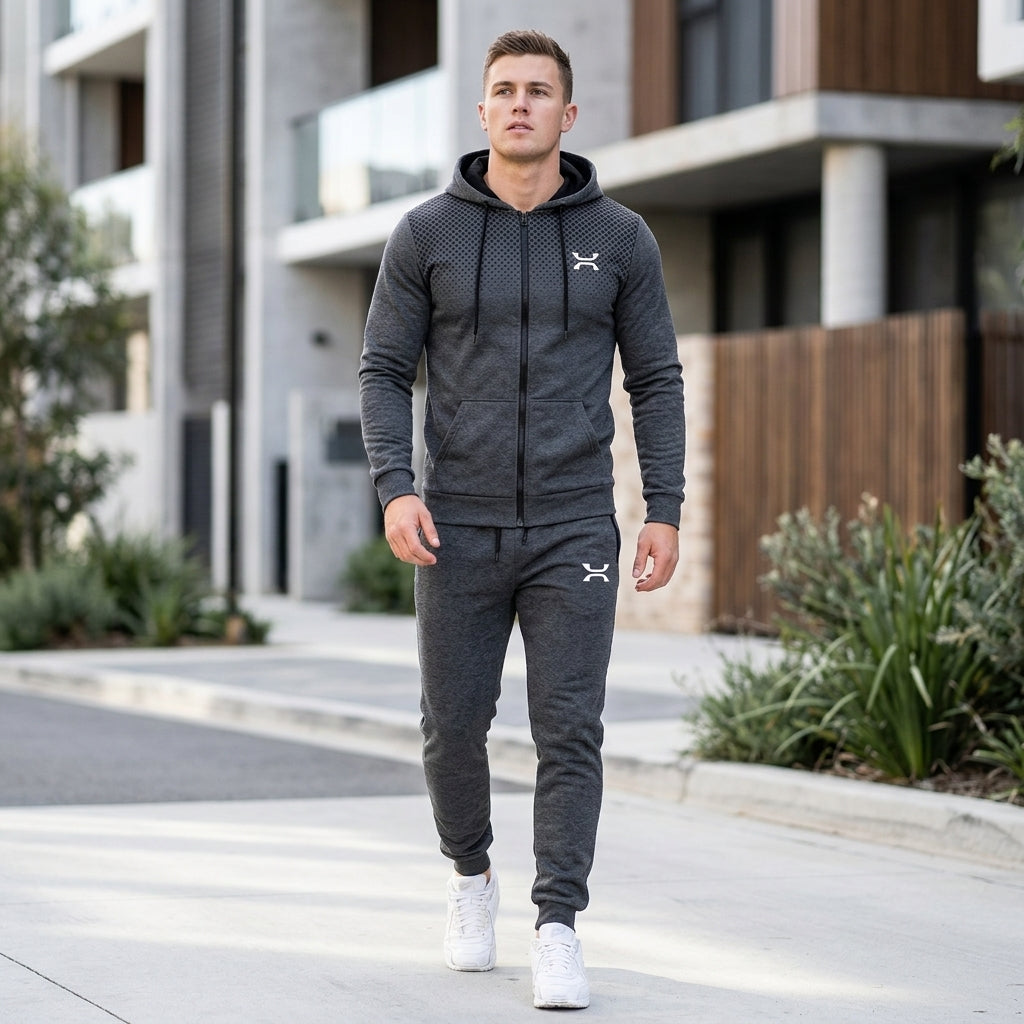 Riley | Men's Tracksuit – Zip Hoodie &amp; Sweatpants Gym Set with Adjustable Waistband