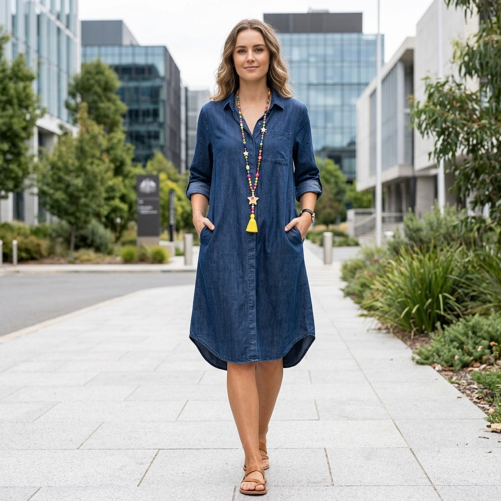 Chloe | Denim Dress with Effortless Shirt Design