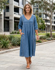 Ruby | Denim Dress with Elegant Lace Details