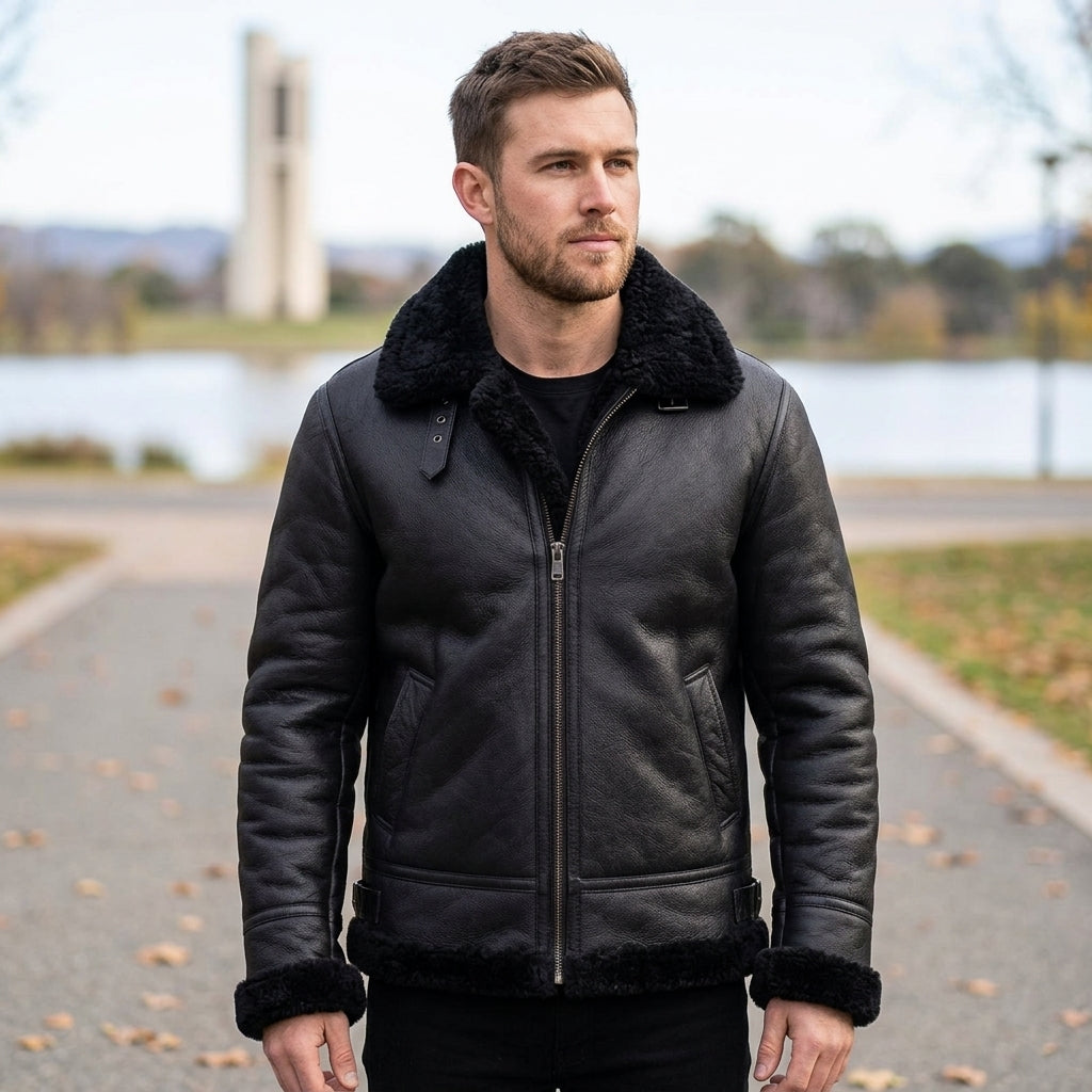 Zayden | Shearling Men’s Coat with Rugged Style