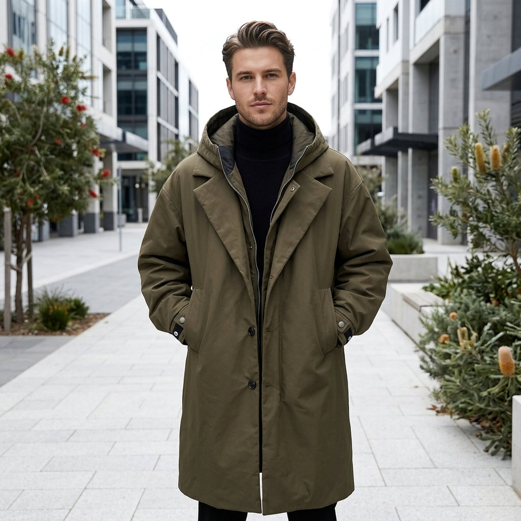 Leo | Men's Coat with Hooded Overcoat Design